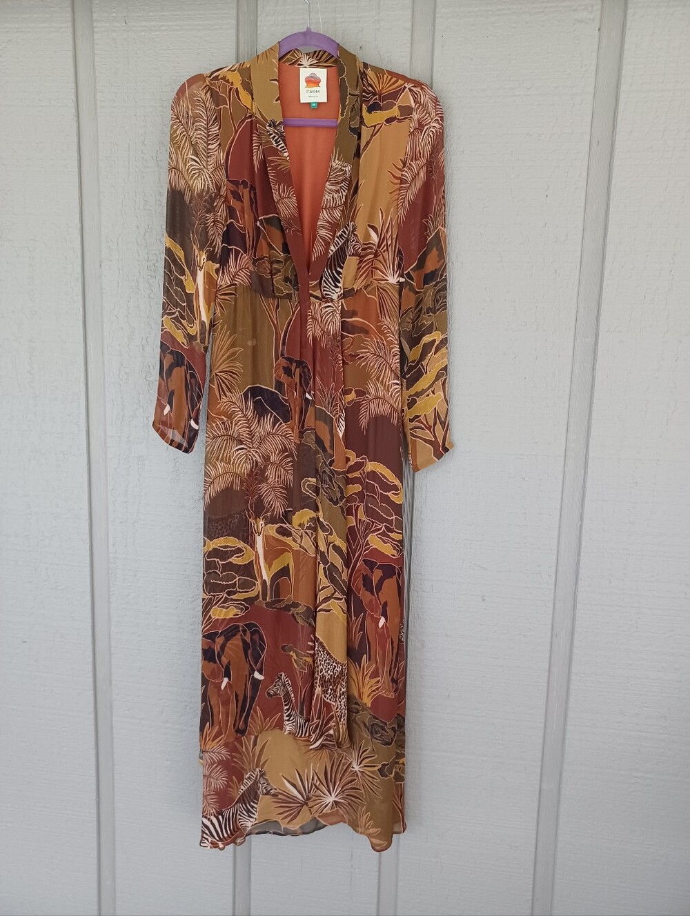 Farm Rio Savana Dream Maxi Dress Size XS Women Long Sleeve Viscose V Neck Boho